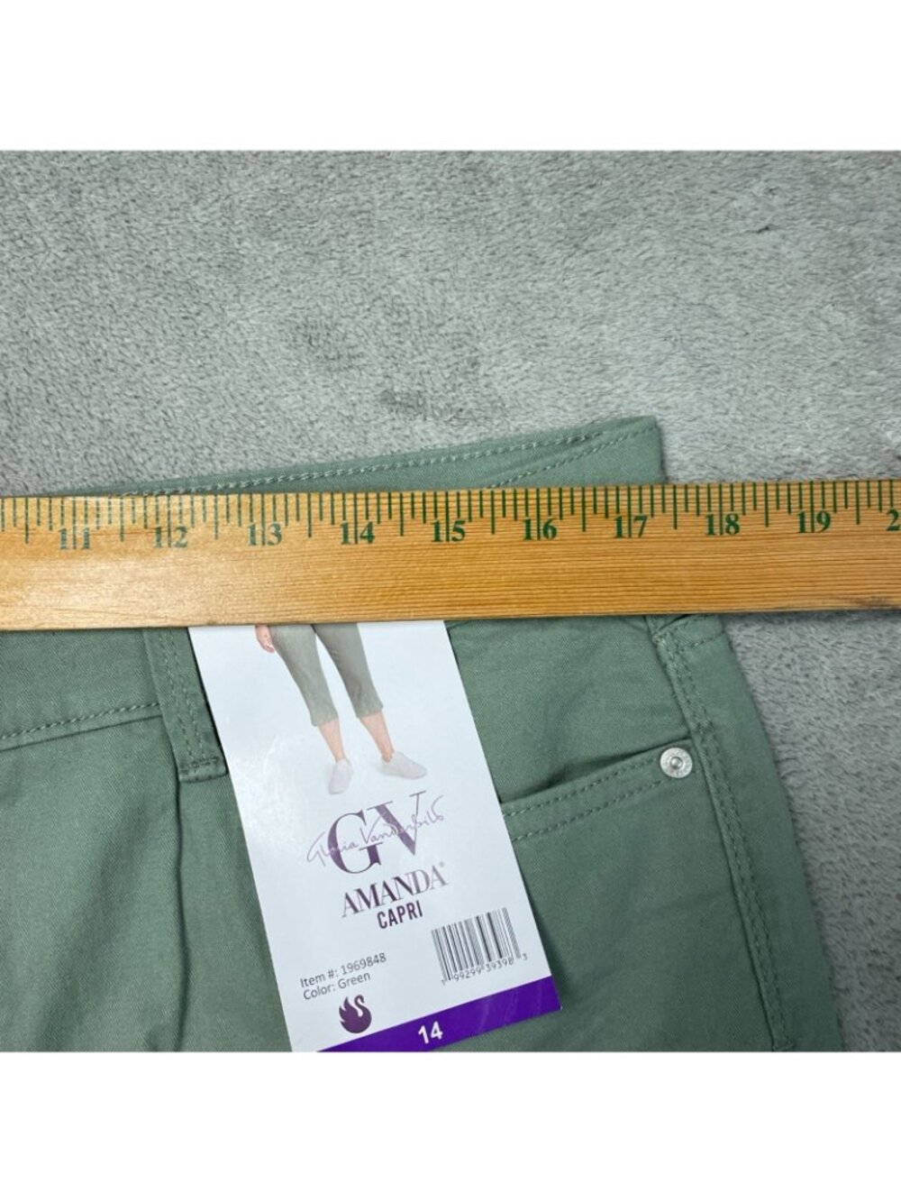 NWT Gloria Vanderbilt Women's 14 Green Amanda Cloud Twill Capri Pants C0563 - Picture 6 of 14